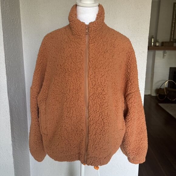 Urban Outfitters Willow Fleece Teddy Jacket Women's OrangeOversized Coat -Small - Picture 2 of 11